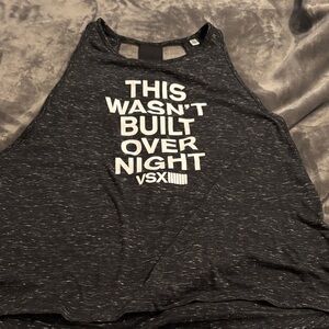 VSX Charcoal Sleeveless Top with White Text